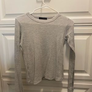 Grey waffle material long sleeve top